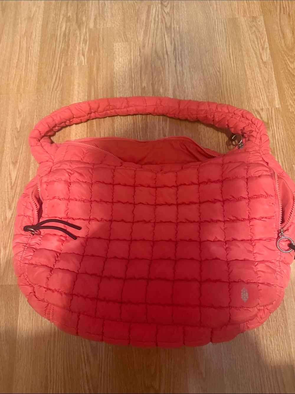 Free People Quilted Coral-Red Shoulder Bag
